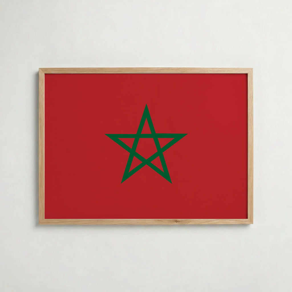 Morocco National Flag Poster i ekram – inramad konsttryck för stilren inredning hos Bozetto