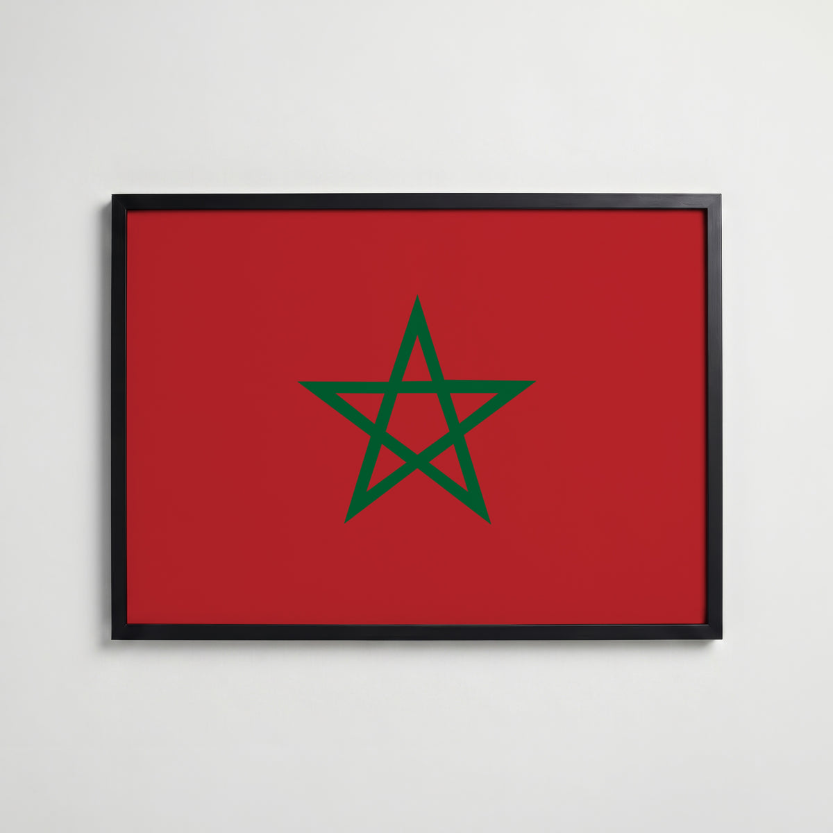 Morocco National Flag Poster i svart ram – stilren konsttryck som väggdekor från Bozetto