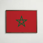Morocco National Flag Poster i valnötsram – varm konstaffisch för hemmet från Bozetto