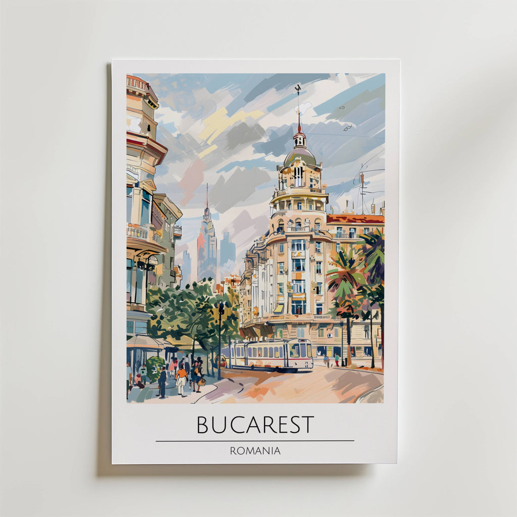 Bucarest – stilfullt konsttryck från Bozetto, tryckt på matt finpapper i hög tryckkvalitet