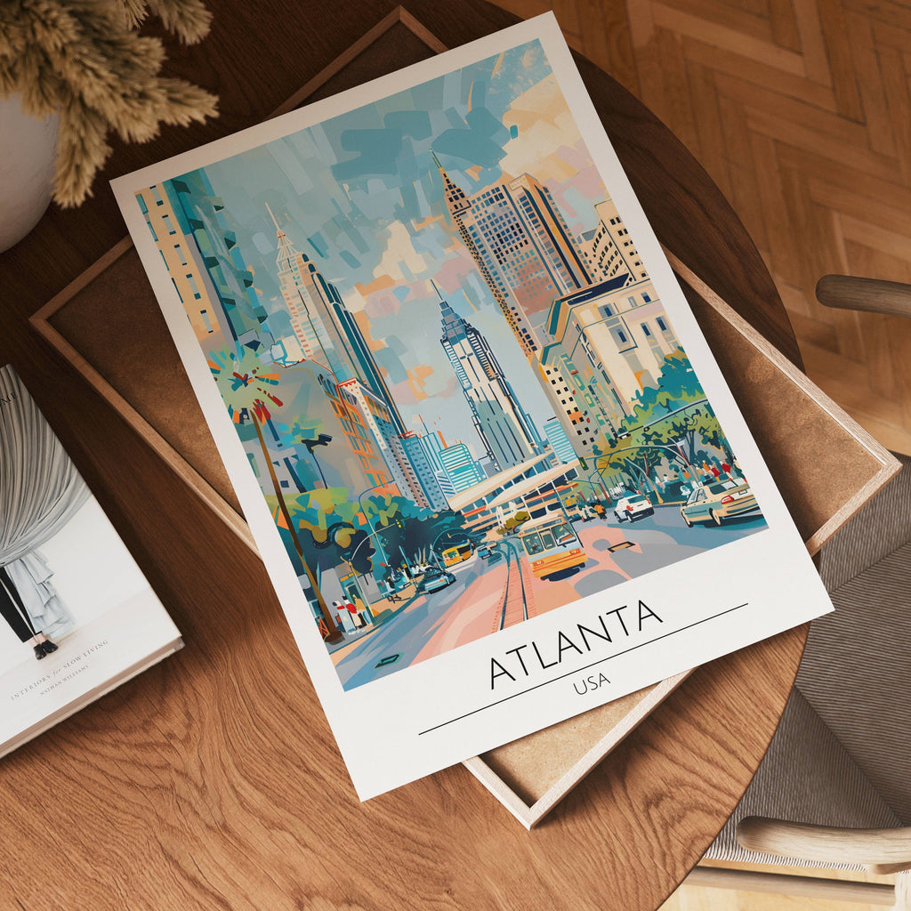 Atlanta Skyline poster visad rakt fram – Bozetto affisch i hög tryckkvalitet i hög tryckkvalitet