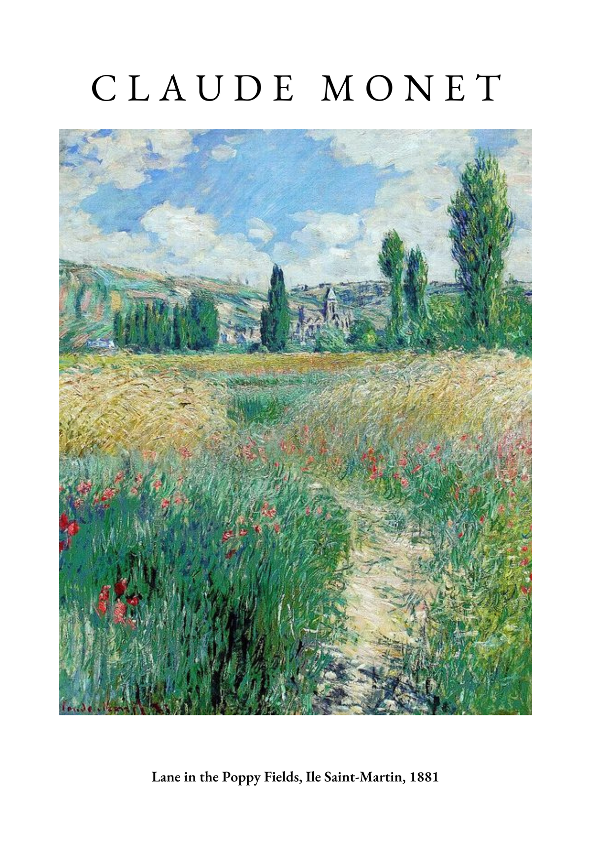 Claude Monet Lane In The Poppy – stilfullt konsttryck från Bozetto, tryckt på matt finpapper