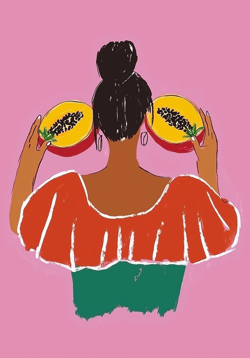 Tropical Papaya Girl – affisch med snyggt motiv, köp enkelt hos Bozetto i flera storlekar