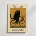 French Baguette Cat – stilfullt konsttryck från Bozetto, tryckt på matt finpapper