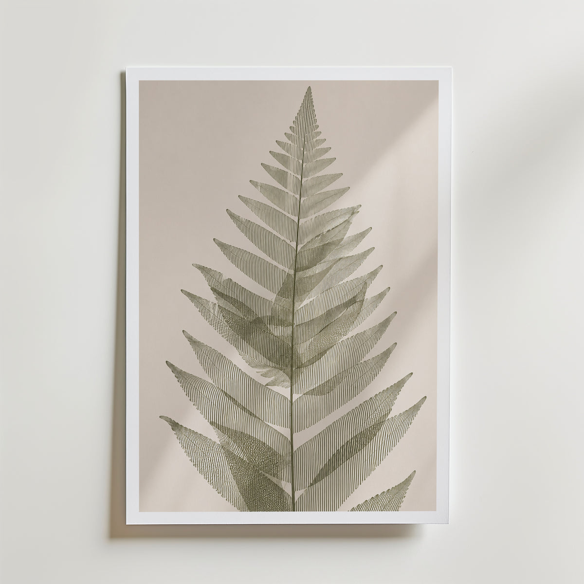 Pressed Fern affisch inramad i neutral ram – se hur konsttrycket ser ut, Bozetto