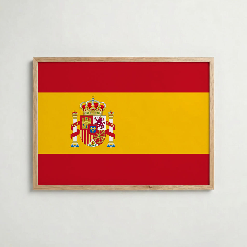 Spain National Flag Poster i ekram – inramad konsttryck för stilren inredning hos Bozetto