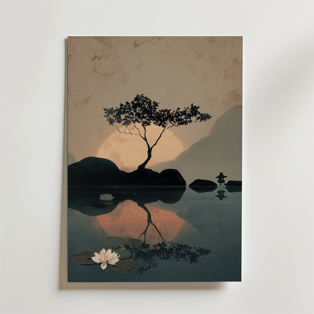 Silent Sunset Reflection – stilfullt konsttryck från Bozetto, tryckt på matt finpapper