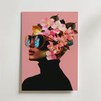 Floral Sunglasses Portrait – stilfullt konsttryck från Bozetto, tryckt på matt finpapper