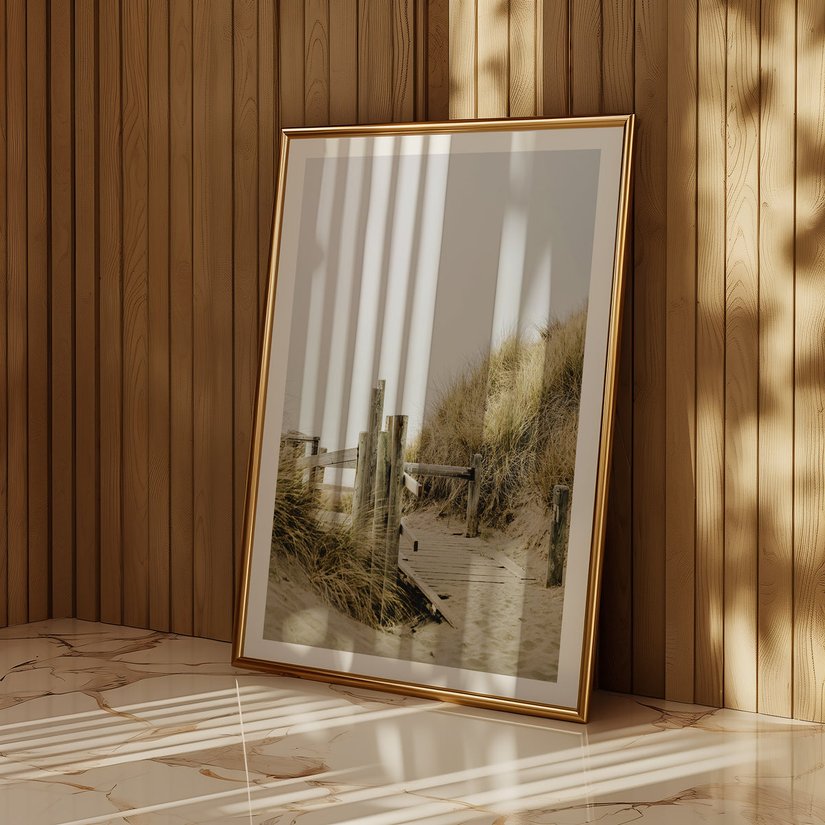 Väggmockup av Dune Path Silence affisch på ljus vägg – Bozetto konsttryck – nr 3