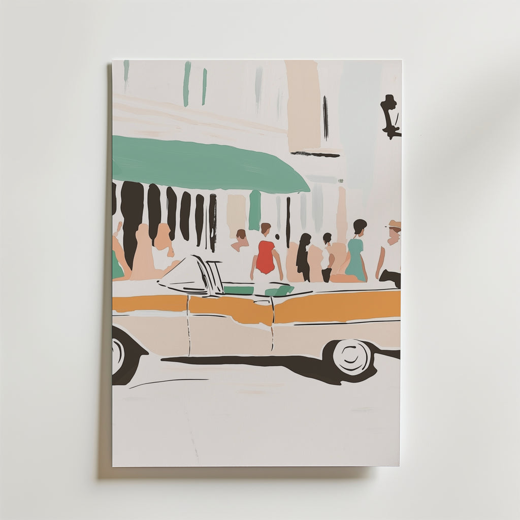 Golden Hour Drive – stilfullt konsttryck från Bozetto, tryckt på matt finpapper i hög tryckkvalitet
