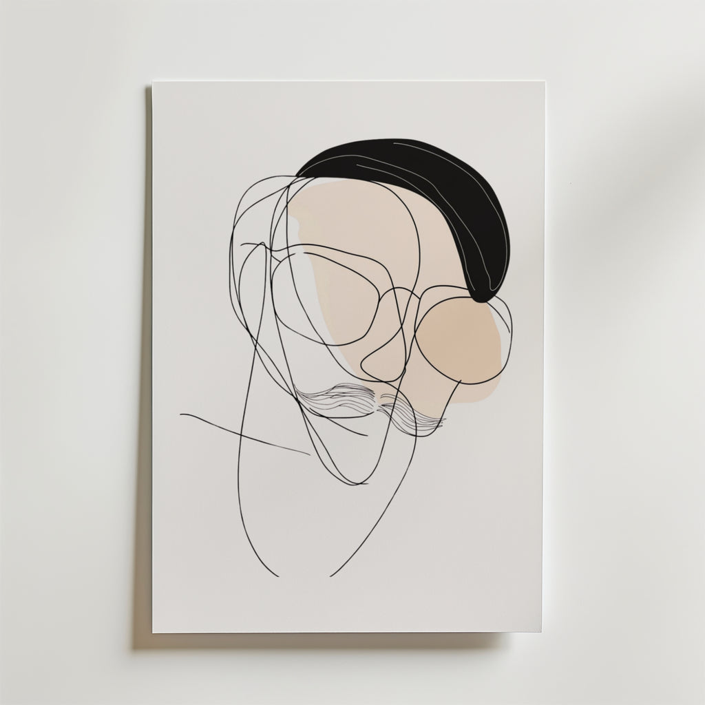 Abstract Bearded Man – stilfullt konsttryck från Bozetto, tryckt på matt finpapper