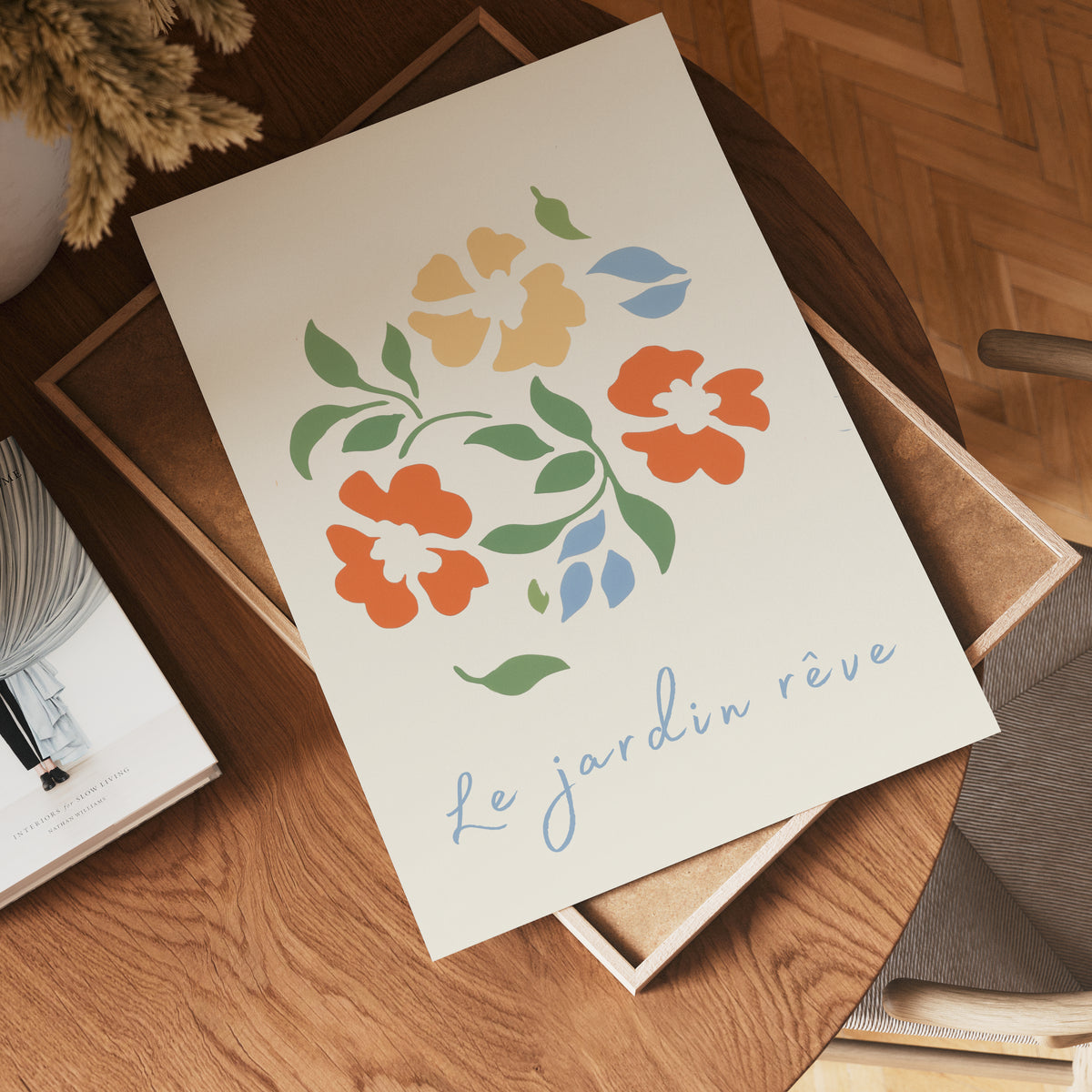 Le Jardin Reve Flower poster visad rakt fram – Bozetto affisch i hög tryckkvalitet