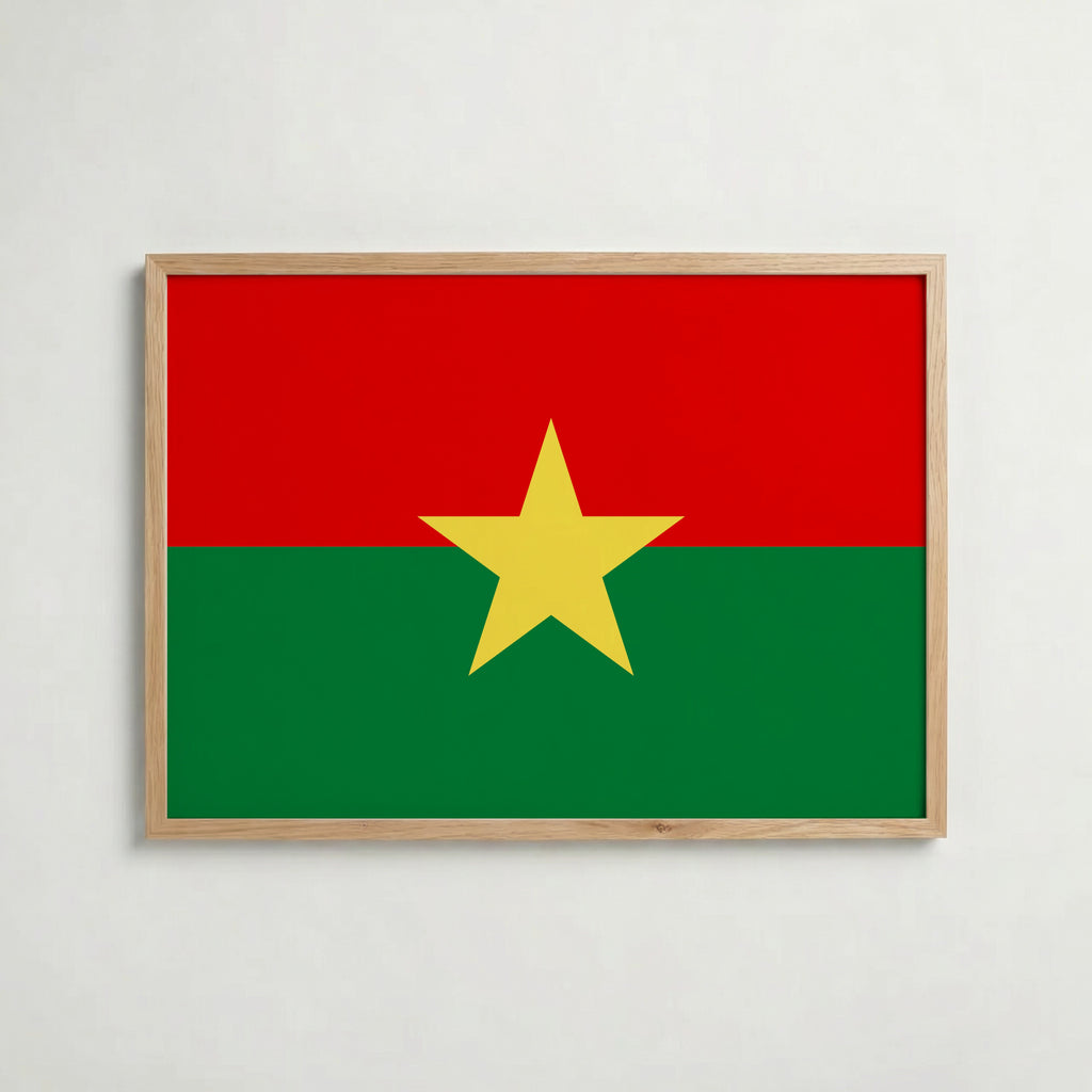 Burkina Faso National Flag Poster i ekram – inramad konsttryck för stilren inredning hos Bozetto