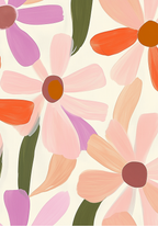 Floral abstract daisy design poster visad rakt fram – Bozetto affisch i hög tryckkvalitet