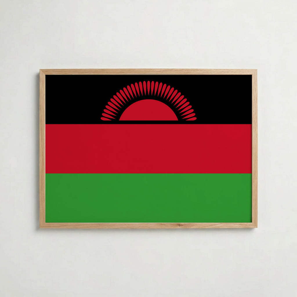 Malawi National Flag Poster i ekram – inramad konsttryck för stilren inredning hos Bozetto