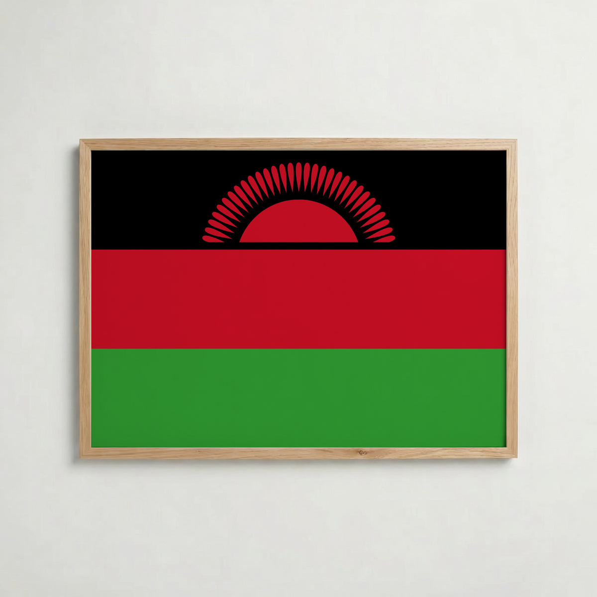 Malawi National Flag Poster i ekram – inramad konsttryck för stilren inredning hos Bozetto