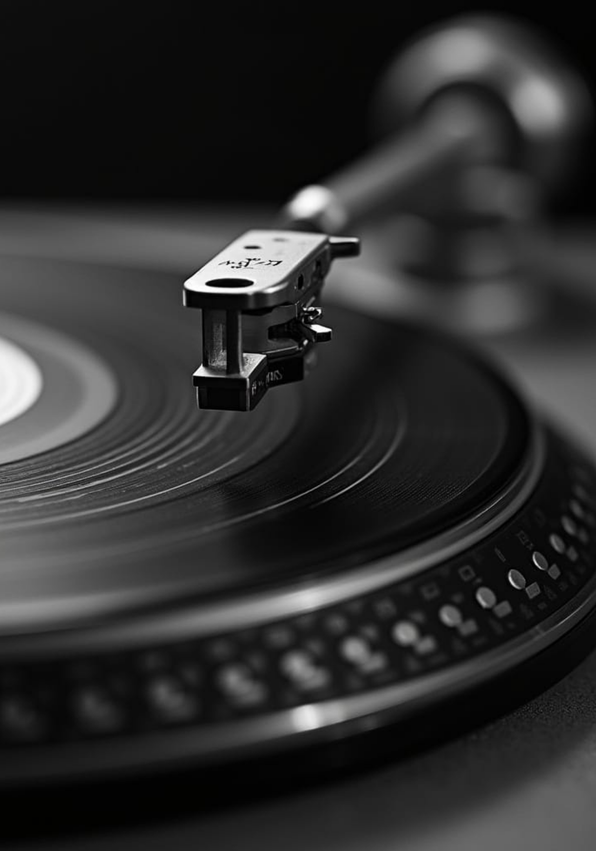 Black And White Record Player poster visad rakt fram – Bozetto affisch i hög tryckkvalitet