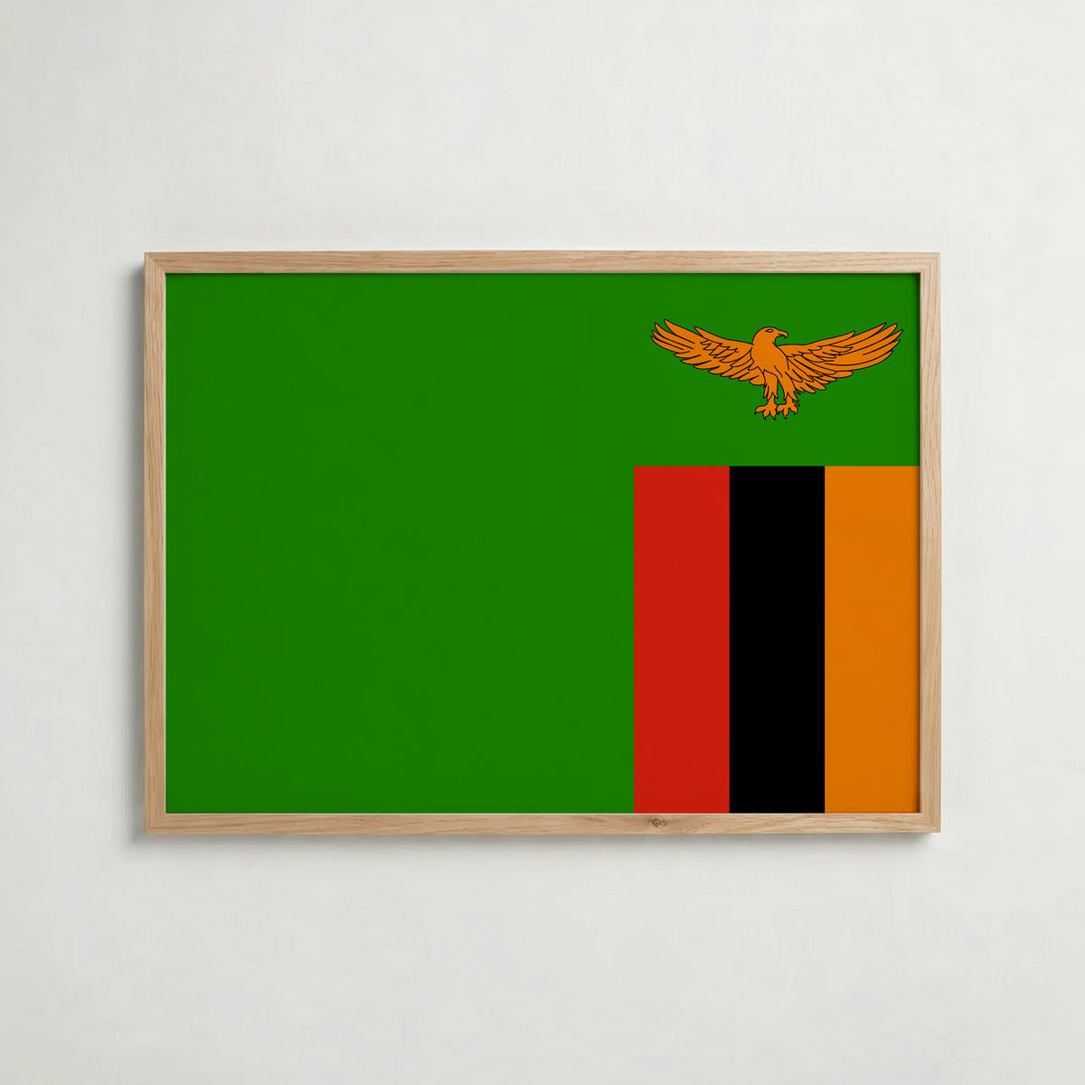 Zambia National Flag Poster i ekram – inramad konsttryck för stilren inredning hos Bozetto