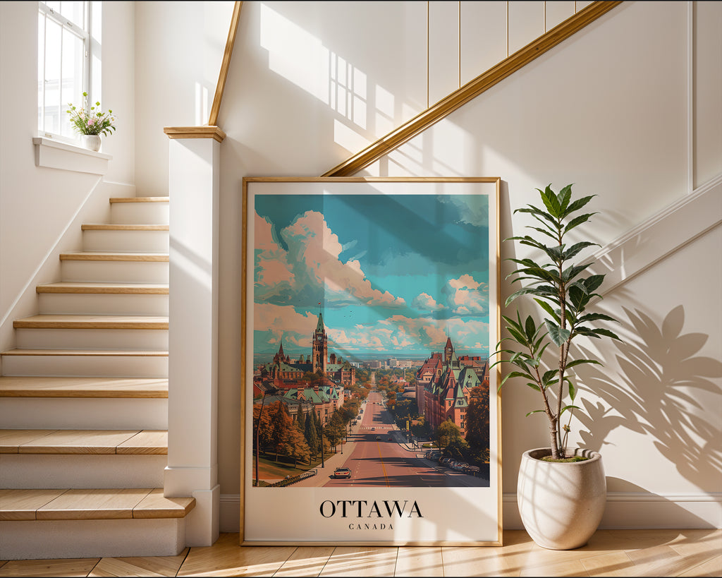 Väggmockup av Under The Ottawa Sky affisch på ljus vägg – Bozetto konsttryck – nr 4
