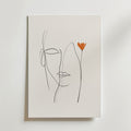 Orange Flower Line Face – stilfullt konsttryck från Bozetto, tryckt på matt finpapper