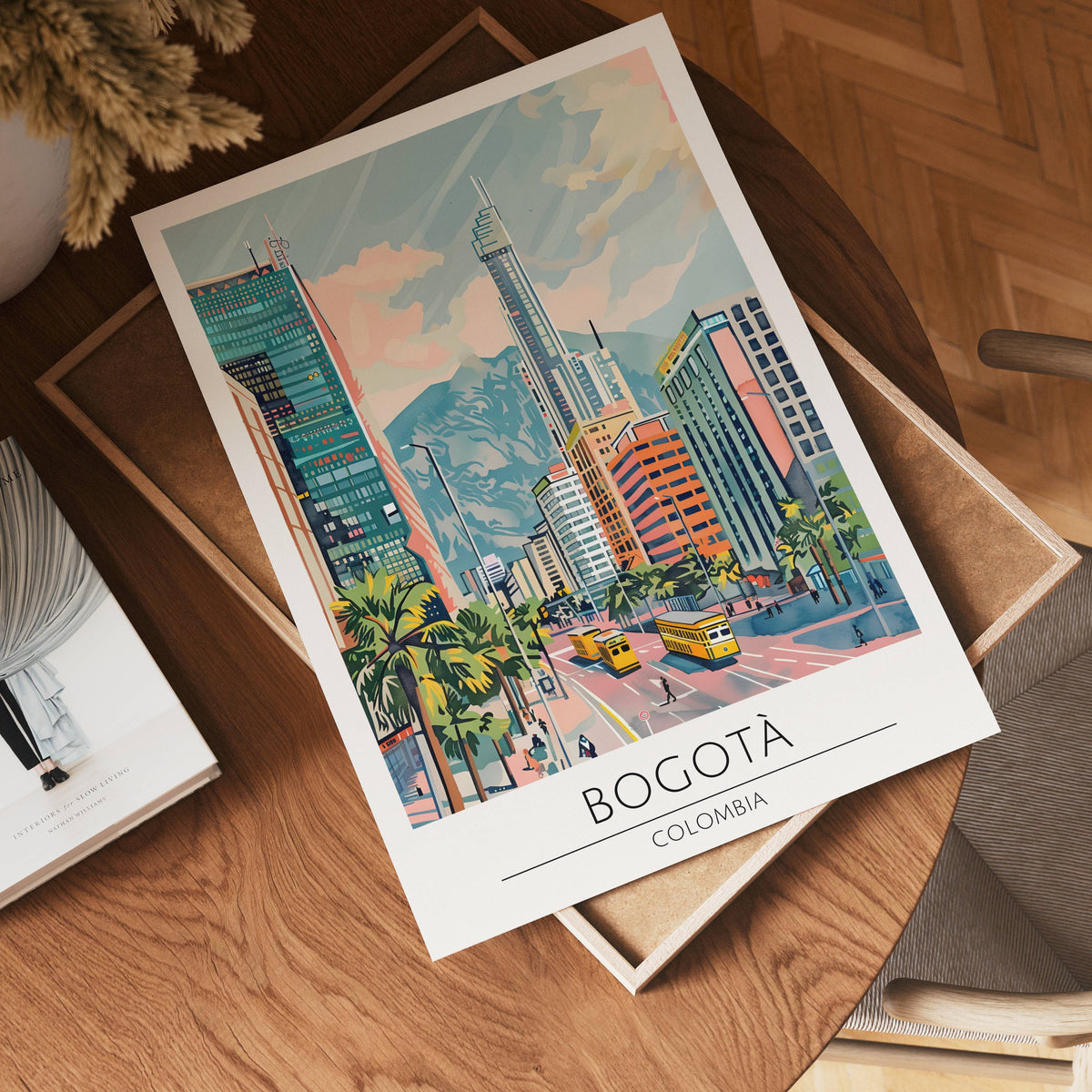 Bogotá Cityscape poster visad rakt fram – Bozetto affisch i hög tryckkvalitet i hög tryckkvalitet