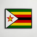Zimbabwe National Flag Poster i svart ram – stilren konsttryck som väggdekor från Bozetto
