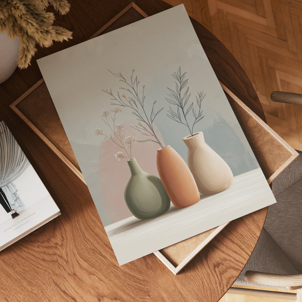 Soft Stillness Vases poster visad rakt fram – Bozetto affisch i hög tryckkvalitet
