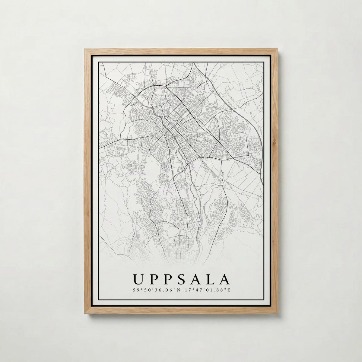 Uppsala Karta poster i flera storlekar – jämför mått och välj rätt hos Bozetto i hög tryckkvalitet