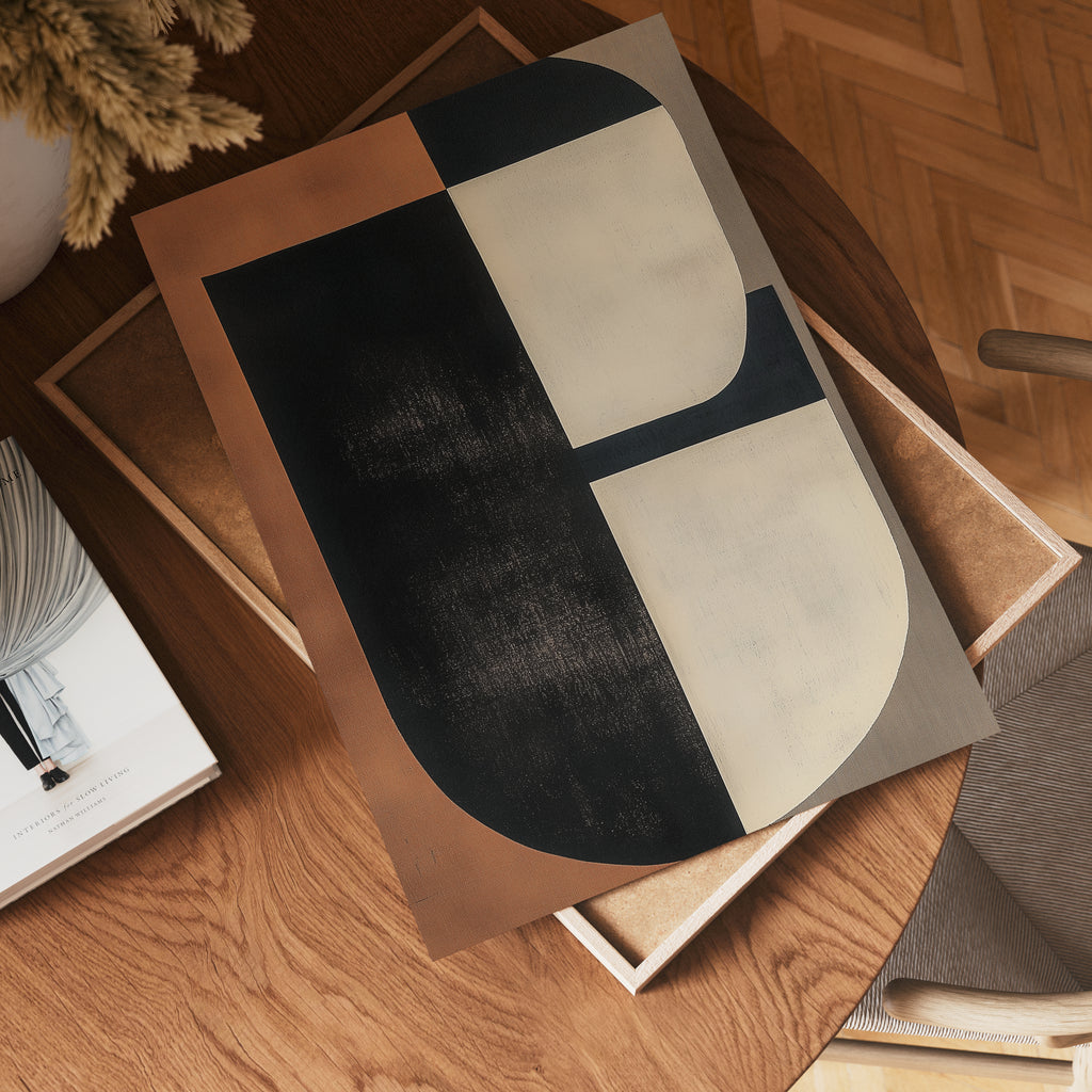 Abstract Brown Shapes No.2 poster visad rakt fram – Bozetto affisch i hög tryckkvalitet