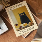 French Gourmet Cat affisch på vit bakgrund – köp enkelt hos Bozetto i hög kvalitet