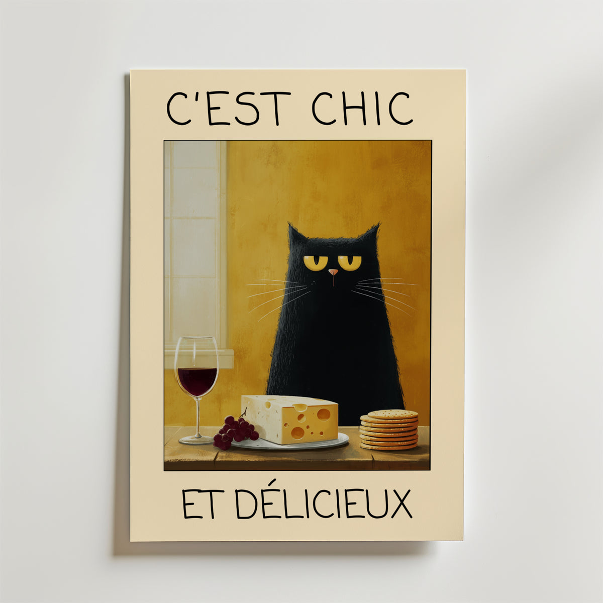 French Gourmet Cat – stilfullt konsttryck från Bozetto, tryckt på matt finpapper
