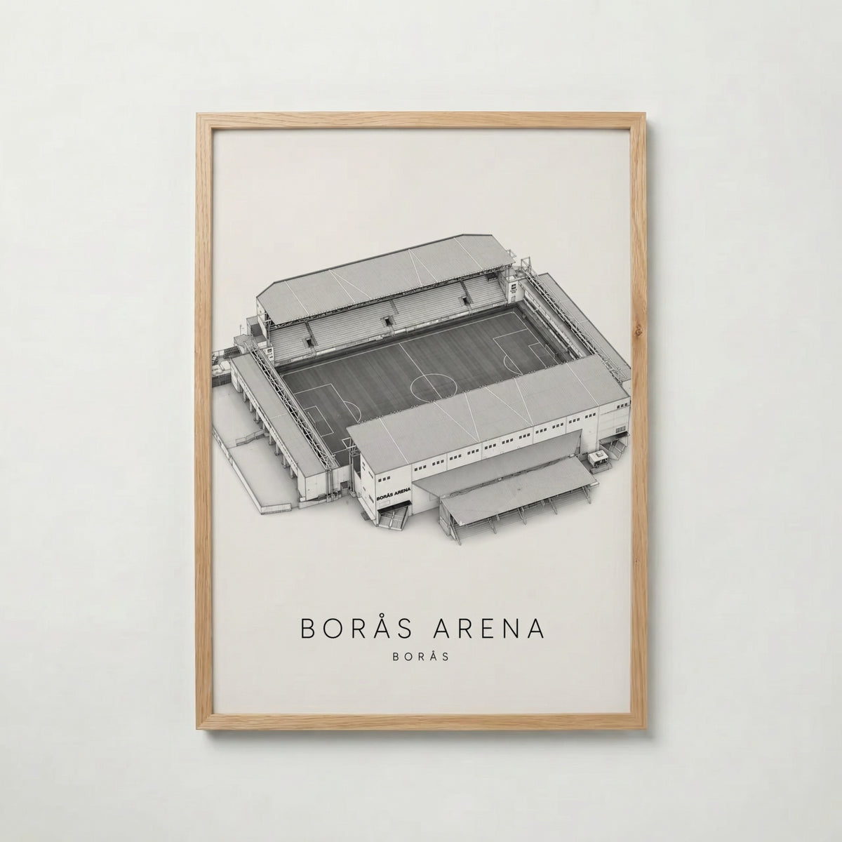 Borås Arena i ekram med ljust trä – köp enkelt hos Bozetto affisch i hög kvalitet