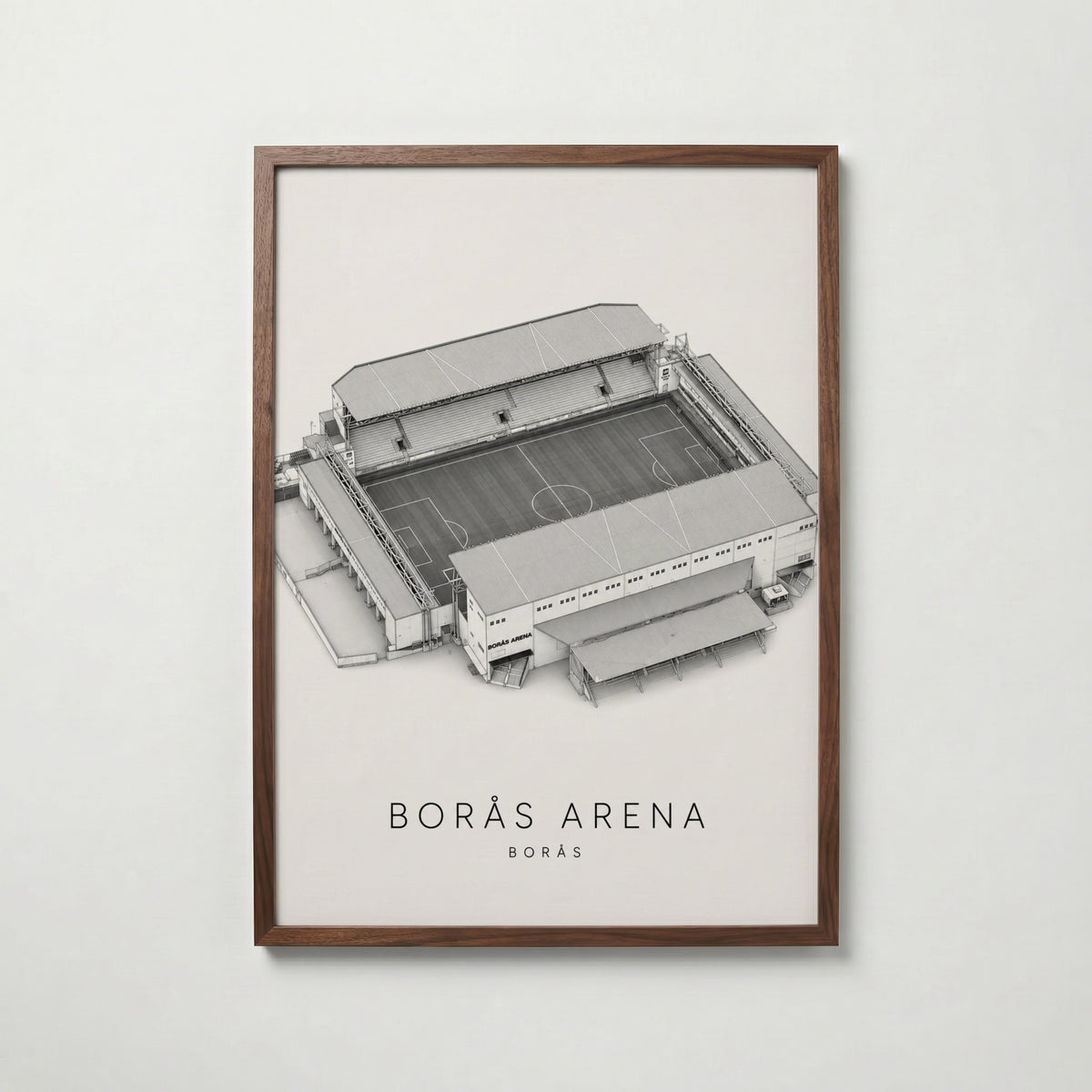 Borås Arena affisch i valnötsram – mörkbrun inramning med exklusiv känsla, Bozetto