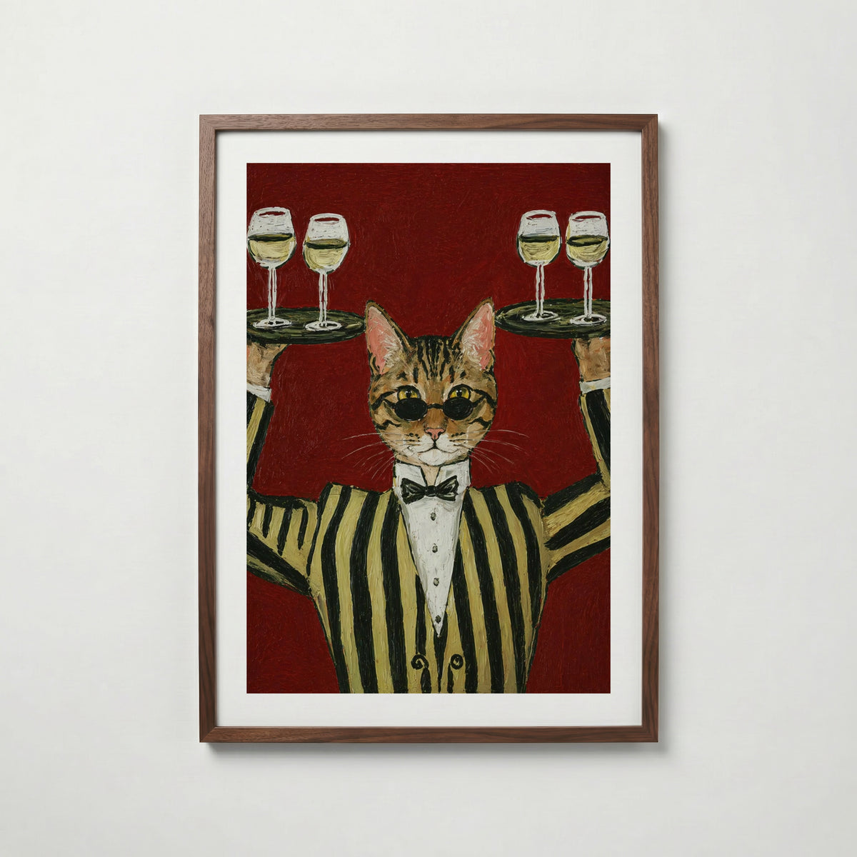 Champagne Cat i valnötsram med mörkt trä – köp enkelt hos Bozetto i hög kvalitet