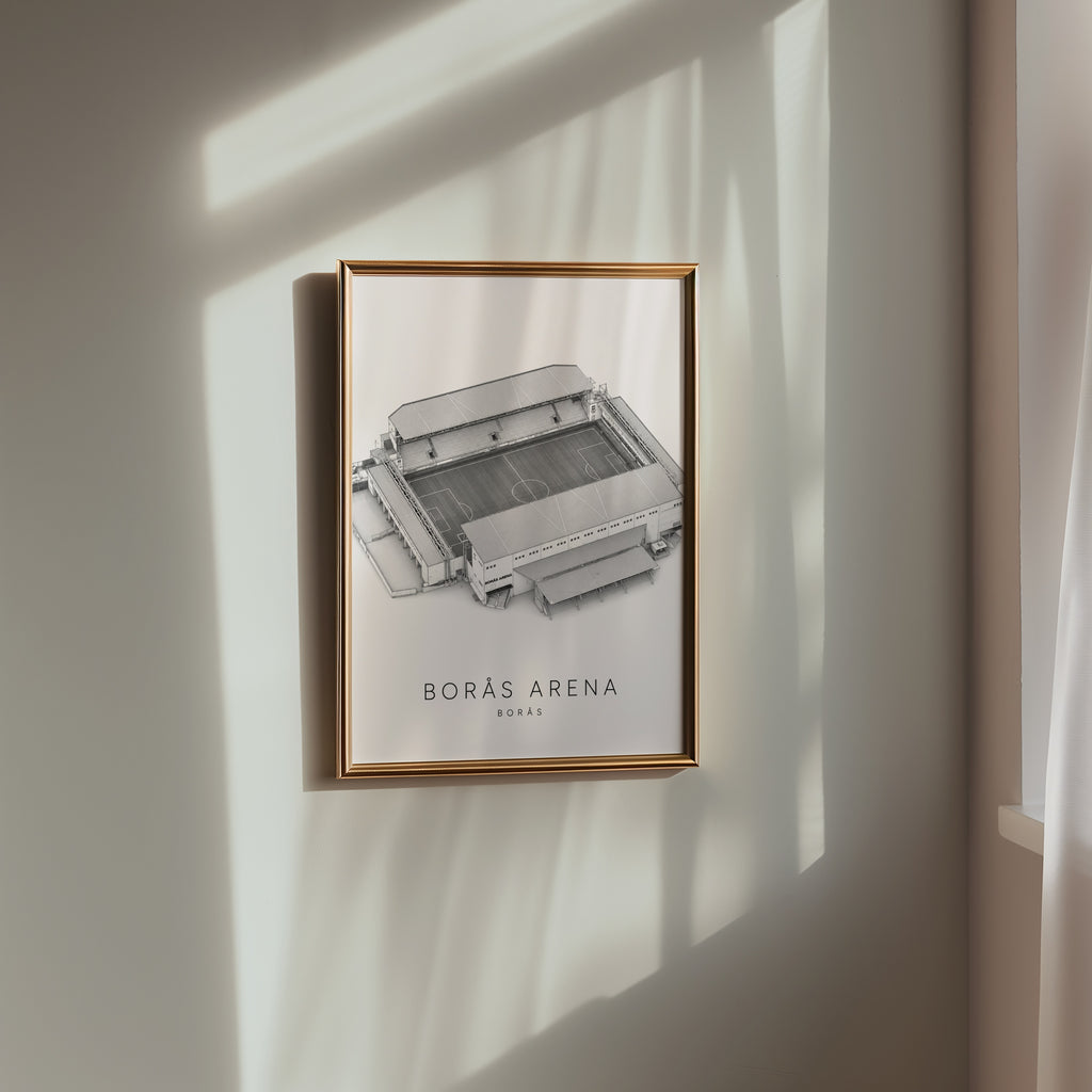 Borås Arena affisch i minimalistiskt sovrum – köp enkelt hos Bozetto i hög kvalitet