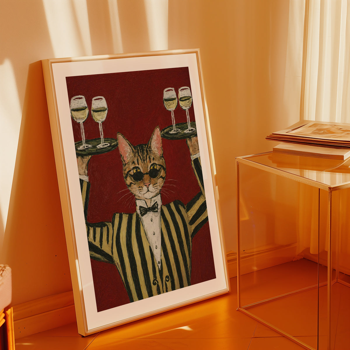 Champagne Cat poster i stilrent hem med modern inredning – köp enkelt hos Bozetto