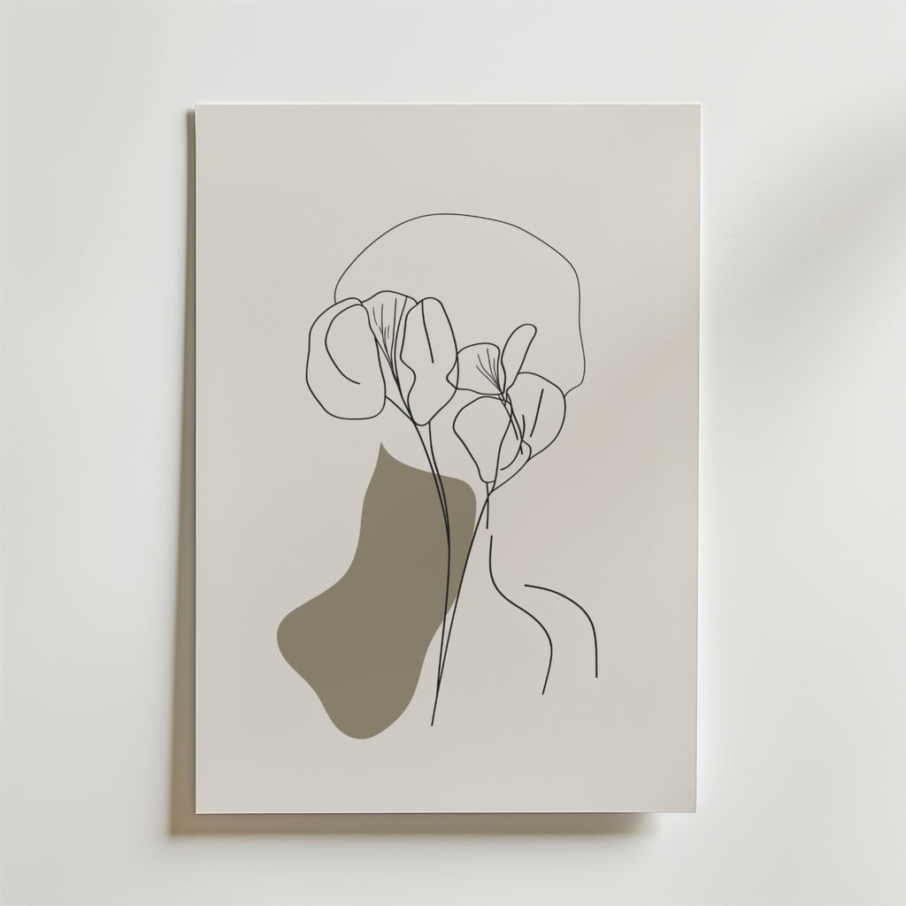 Floral Face Silhouette – stilfullt konsttryck från Bozetto, tryckt på matt finpapper