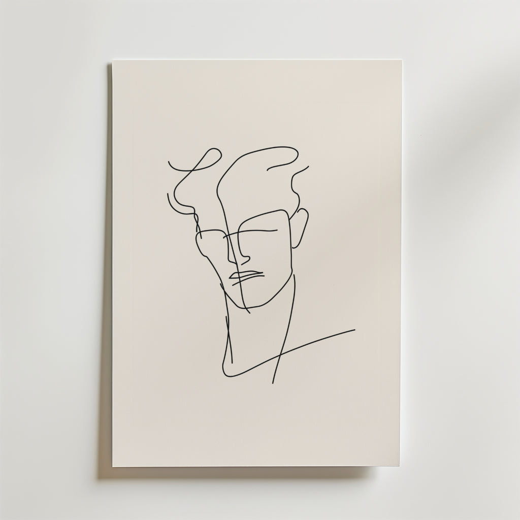 Modern Line Art Man – stilfullt konsttryck från Bozetto, tryckt på matt finpapper