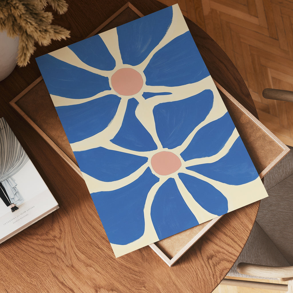 Happy Blue Flower No.2 – affisch med stilfullt motiv från Bozetto i hög kvalitet