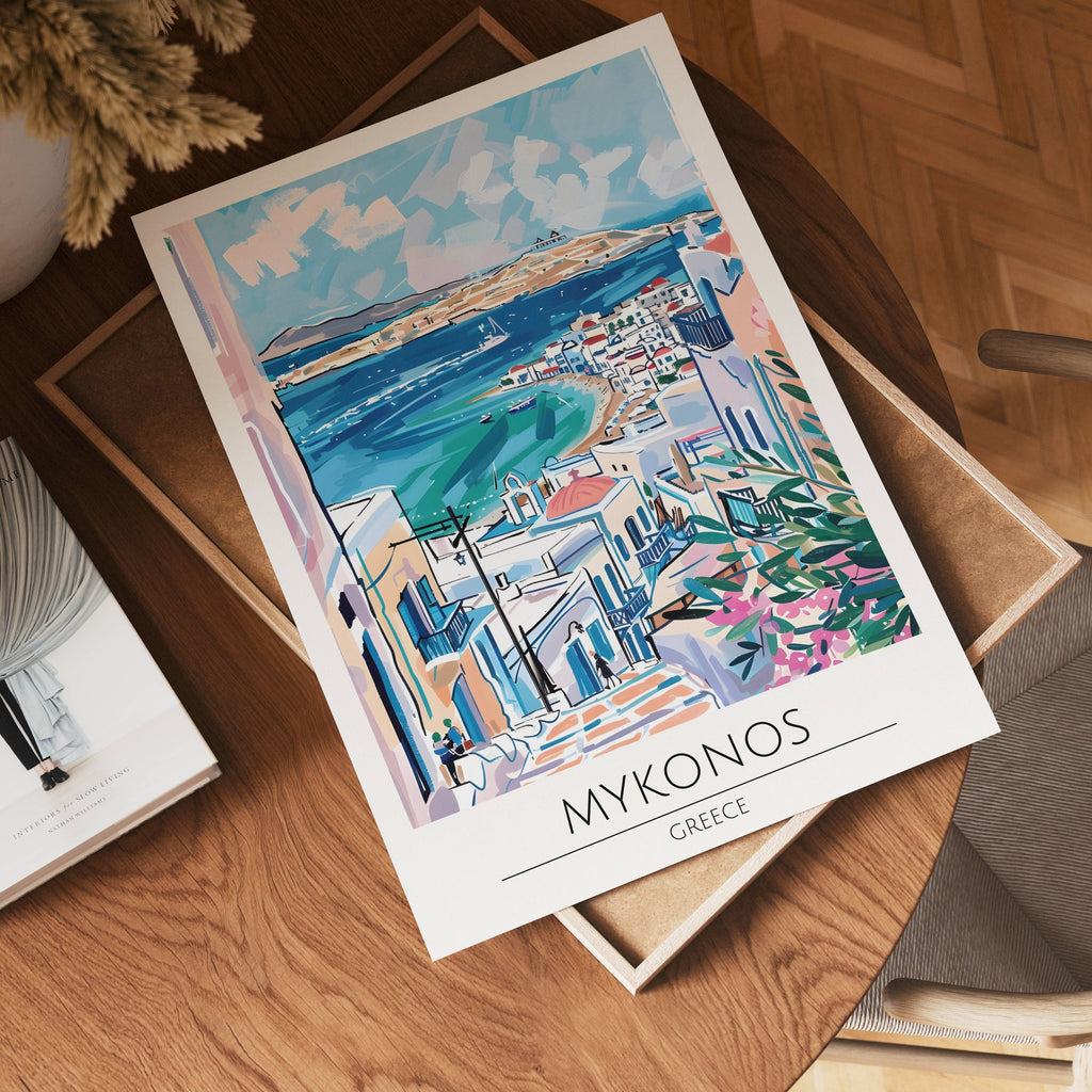 Mykonos Aegean View poster visad rakt fram – Bozetto affisch i hög tryckkvalitet