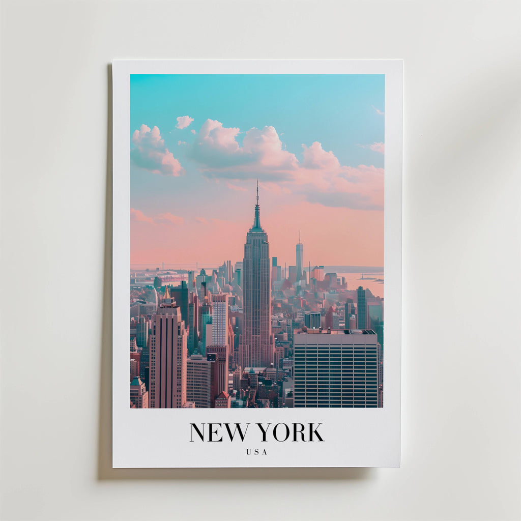 Skies Over Manhattan – stilfullt konsttryck från Bozetto, tryckt på matt finpapper
