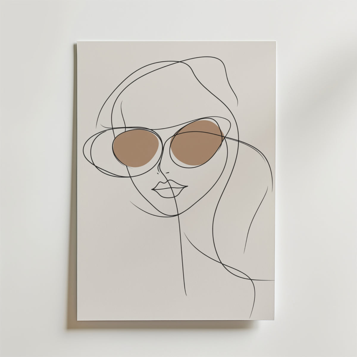 Stylish Sunglasses Line Woman – stilfullt konsttryck från Bozetto, tryckt på matt finpapper