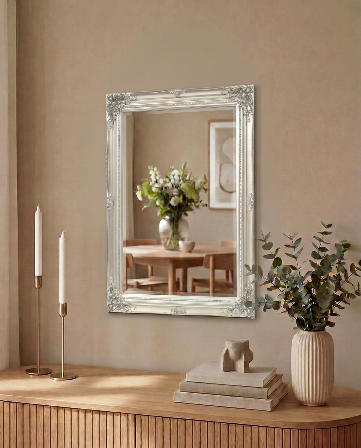 Silversjön – Antikspegel i Bologna silver 50 × 70 cm