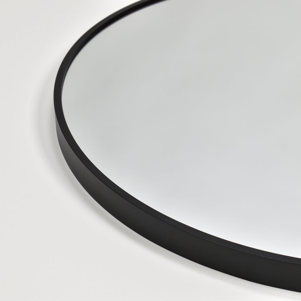 Åsnen – Rund spegel med svart metallram 80 cm