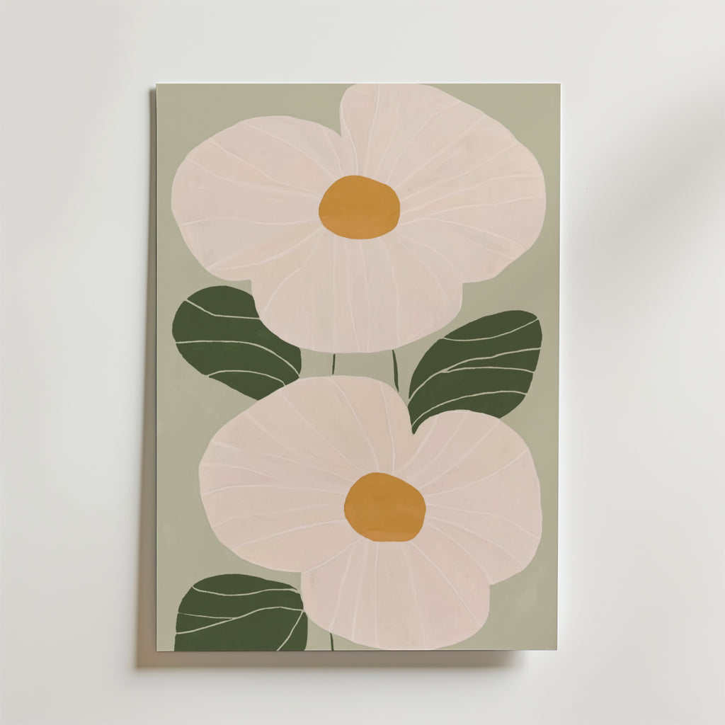 Minimalist green leaves – stilfullt konsttryck från Bozetto, tryckt på matt finpapper