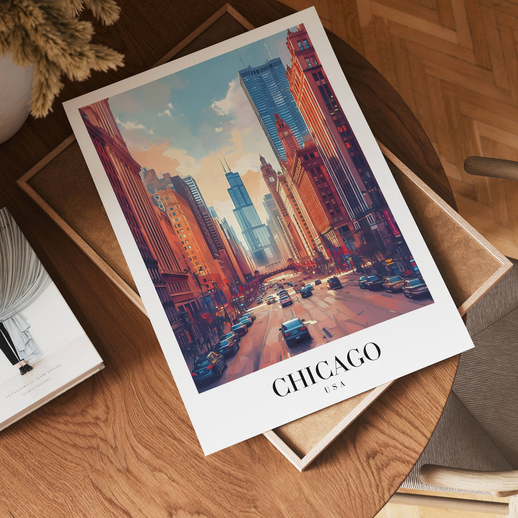 Streets Of Chicago poster visad rakt fram – Bozetto affisch i hög tryckkvalitet i hög tryckkvalitet