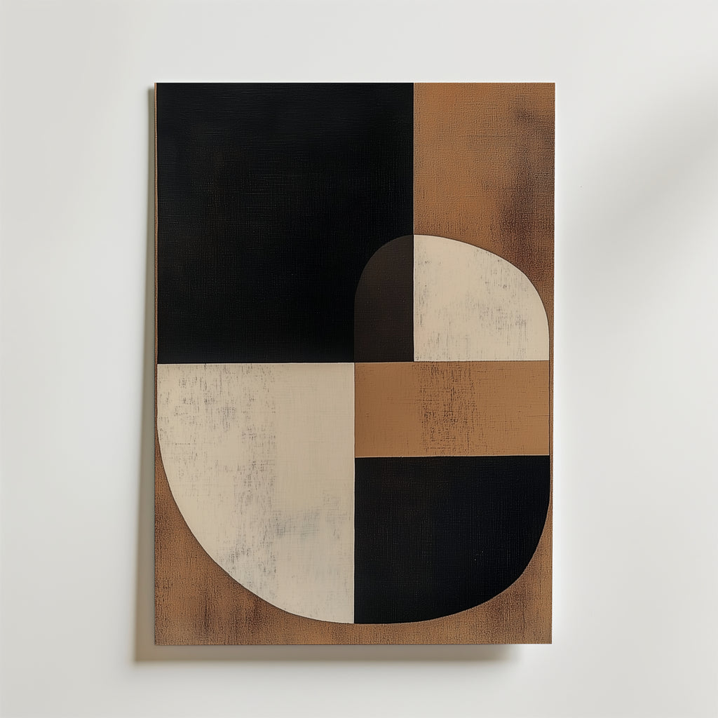 Abstract Brown Shapes – stilfullt konsttryck från Bozetto, tryckt på matt finpapper