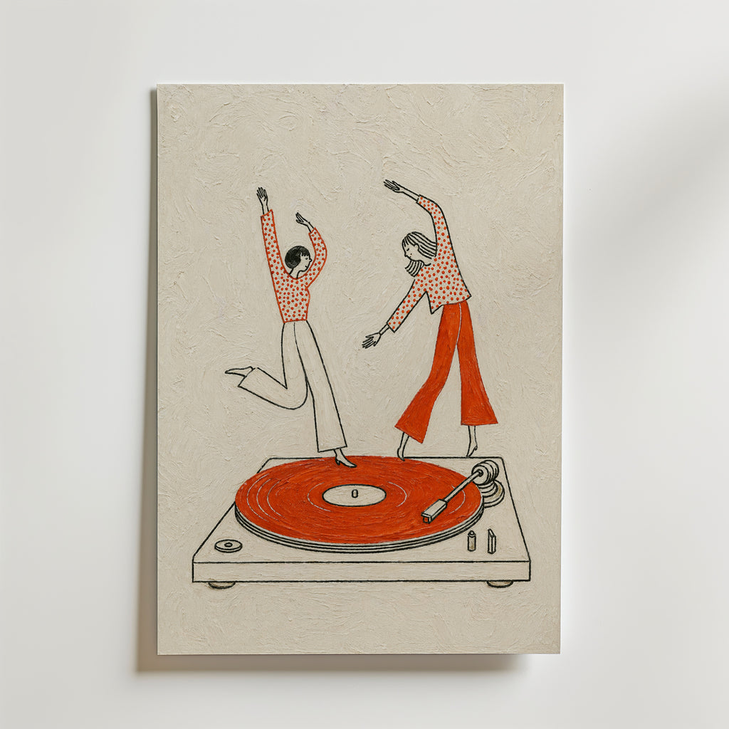 Vinyl Dance affisch inramad i neutral ram – se hur konsttrycket ser ut, Bozetto i hög tryckkvalitet