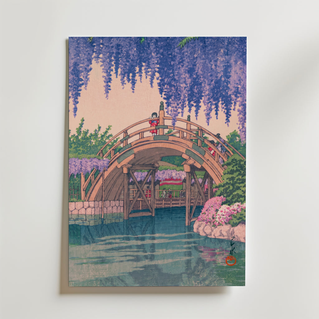 Wisteria at Kameido Kawase inramad affisch – konsttryck från Bozetto i hög kvalitet