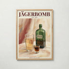 Jägerbomb poster inramad i ljus ekram med naturligt träutseende – från Bozetto i hög tryckkvalitet